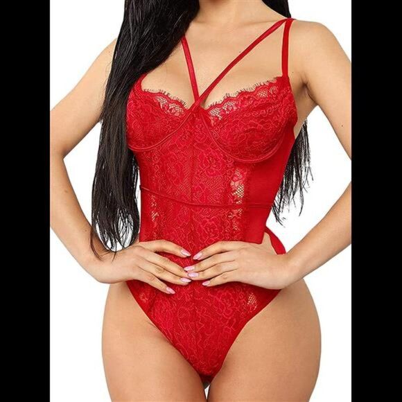 ,V-Neck Lace Babydoll,Sexy LingerieBodysuit